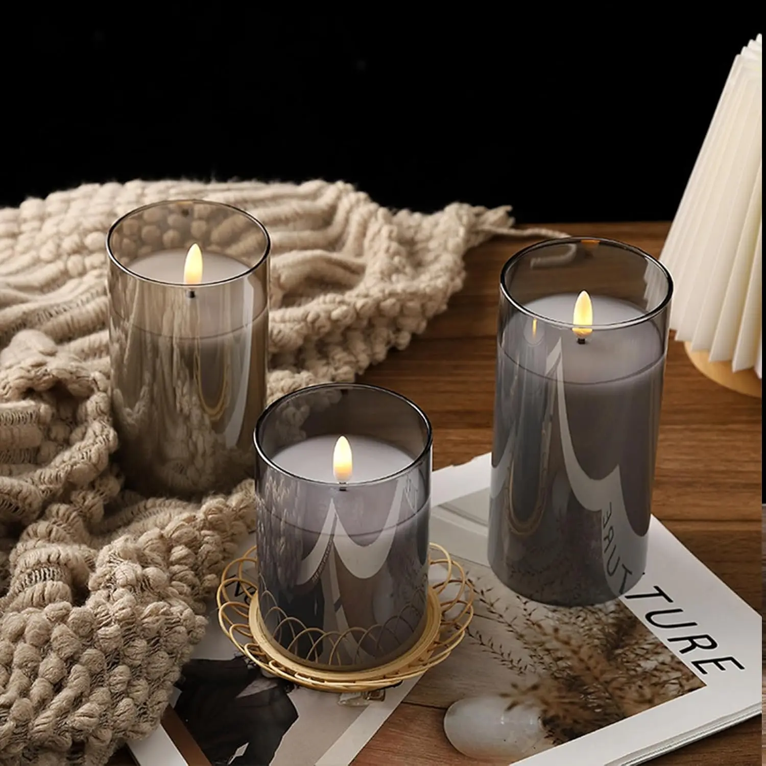 Flameless Candles With Remote Battery Operated Flickering LED Pillar Candles Set of 3 Electric Fake Candles for Home Decor