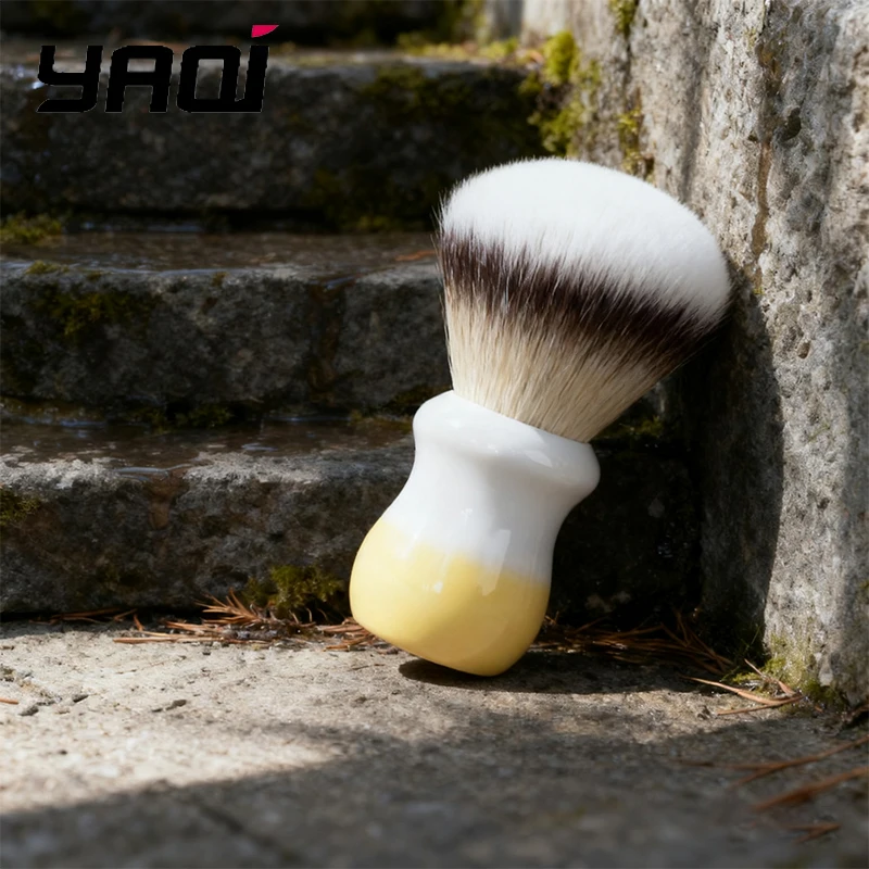 NEW 2026 YAQI 26mm Naicha Milk Tea Synthetic Hair Wet Shaving Brush with 55mm Handle Height for Resin Men's Grooming Tool