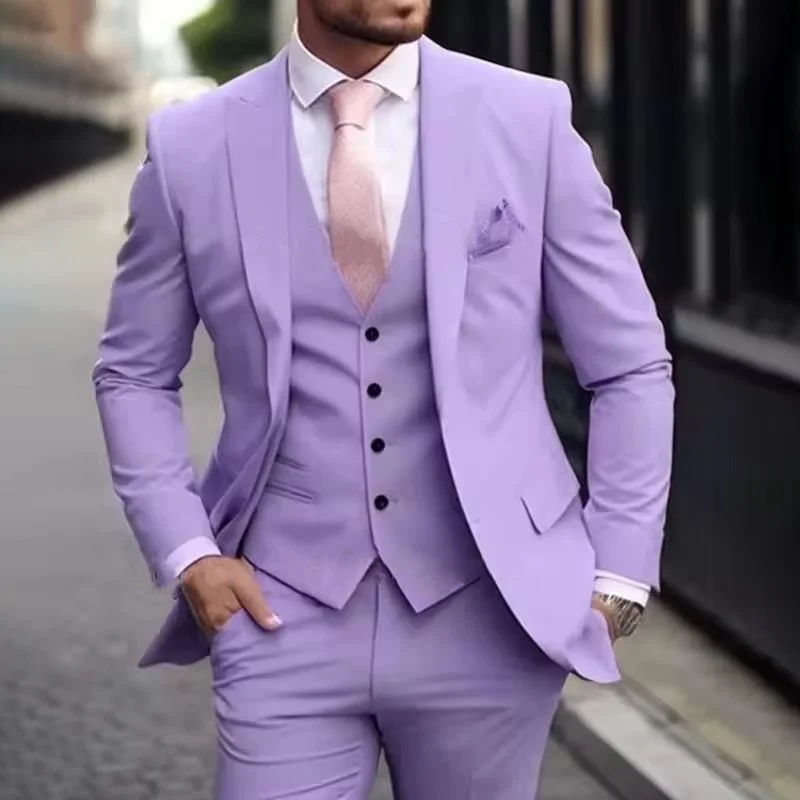 

Luxury Men Suits 2026 Terno Slim fit 3 Piece Jacket Pant With Vest Groom Wedding Tuxedo Costume Homme Formal Occasion Terno