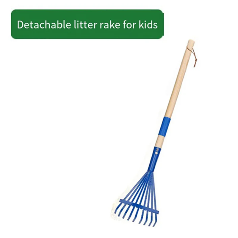 

N04R 2X Children's Rake With Hardwood Handle And Cute Rake For Children, Garden Tool For Children Over 3 Years Old Blue