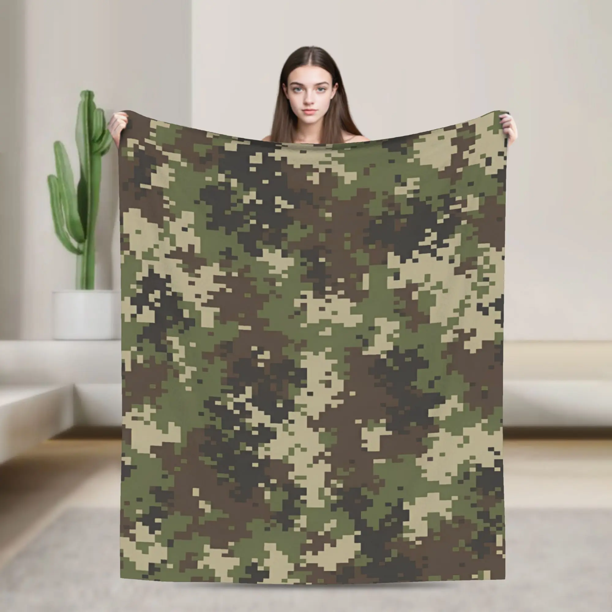 Camouflage-Flanelldecken, Herbst, super warme Überwurfdecke für Jungen und Mädchen, Schlafzimmer, flauschige Tagesdecke, Sofabettbezug