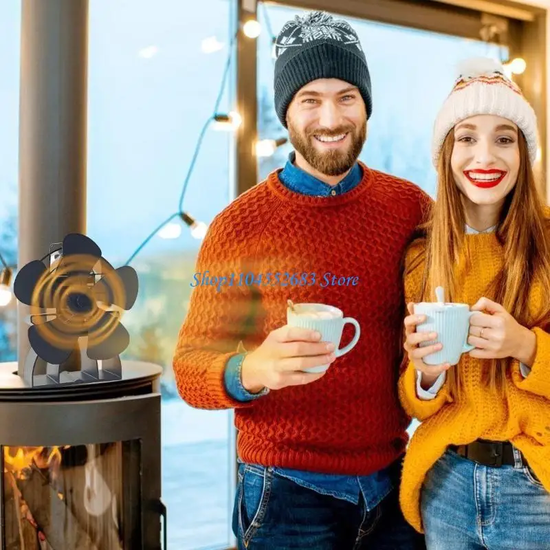 Y6GD مواقد ذاتية التشغيل ذات 5 شفرات، كفاءة المروحة، سهلة الاستخدام لتدوير الحرارة على النحو الأمثل، تعزيز تدفئة موقد الخشب