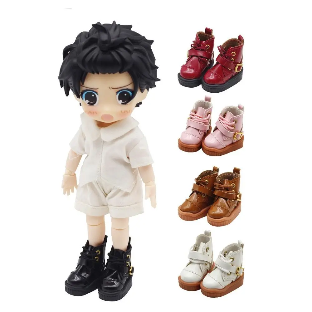 Effen leren laarzen Hoge OB11 poppenschoenen PU-leer Mini 1/12 Bjd pop lederen schoenen Casual GSC 1/12 Bjd poplaarzen Molly
