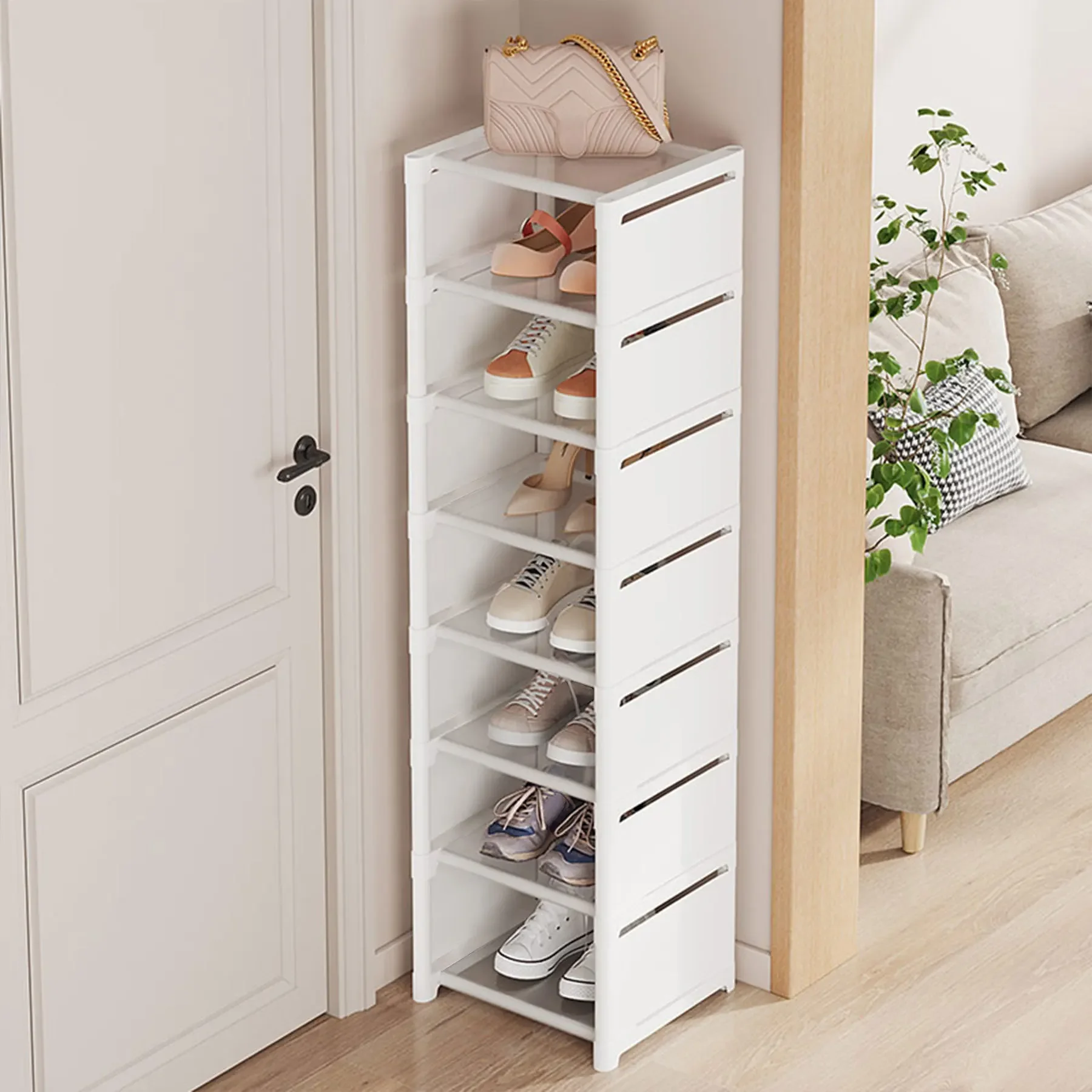 Space-saving Modern Vertical Multi-layer Shoe Rack Independent Small Space Shoe Rack Bedroom Portable Plastic Shoe Rack