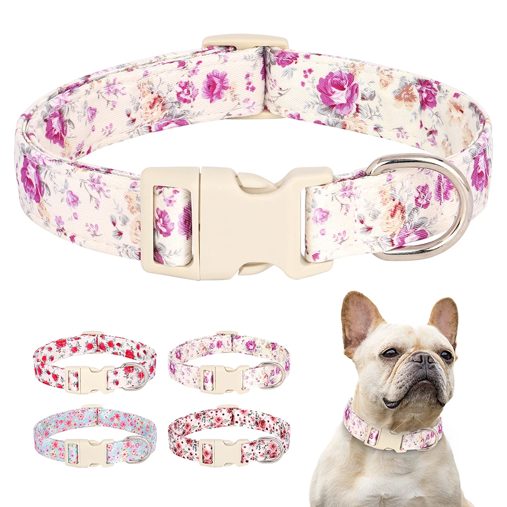 Adjustable Nylon Dog Collar Printed Dogs Collar Cute Chihuahua Bulldog Collars Necklace For Small Medium Large Dogs Pet Supplies