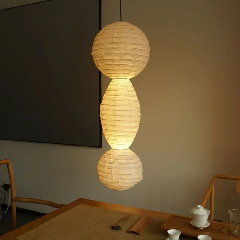 

Noguchi pendant lamp long round paper hanging lamp Japanese Art lantern light Creative Living Room Bedroom hotel loft light