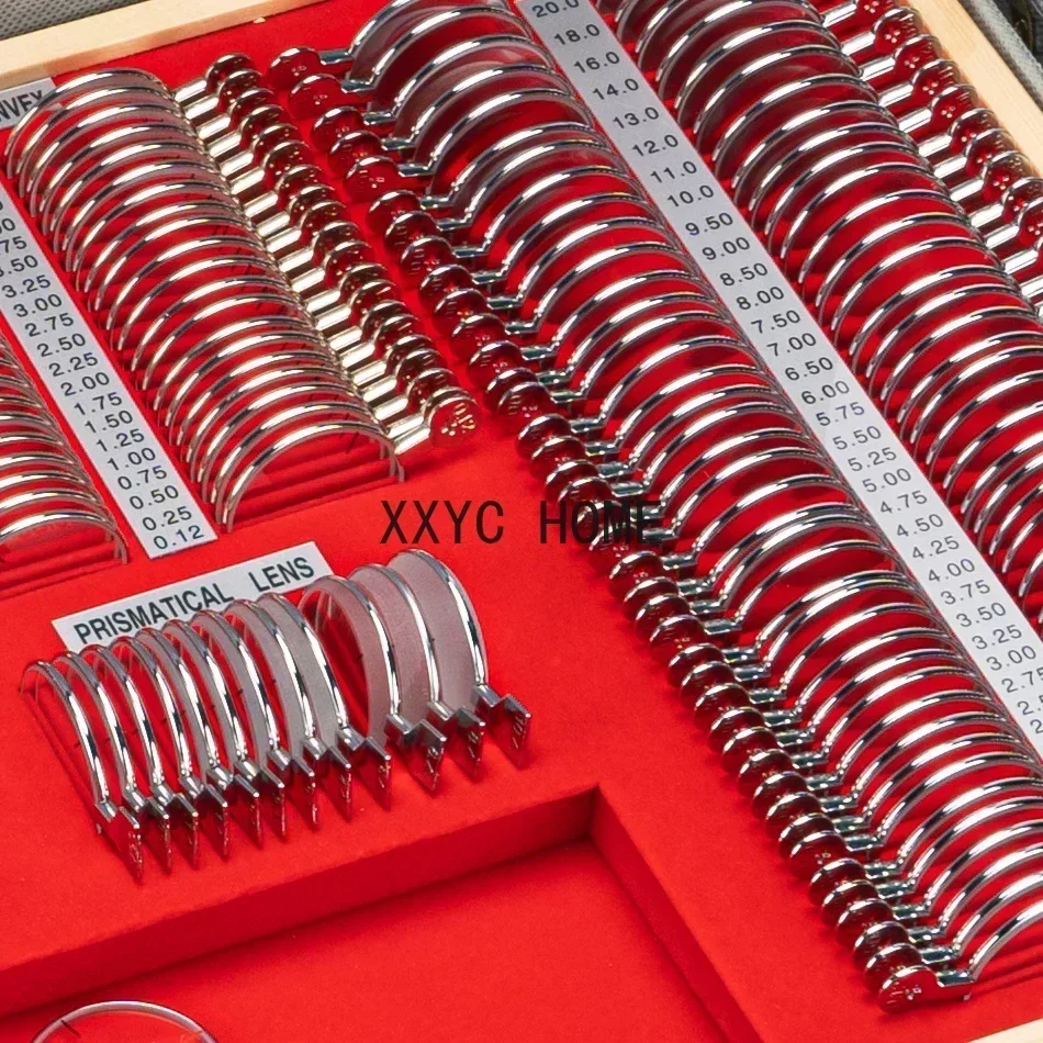 مجموعة عدسات طب العيون من الدرجة A com estojo de couro، حافة معدنية بصرية، lrest de test، Equipamento Opstico de alta kvalitet، JS-26