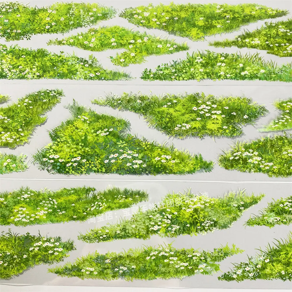 Z17 Grass Ground Scenery Clear PET Washi Tape Sample Loop Ancient Style Decorative Sticker for Scrapbooking Collage Card Making