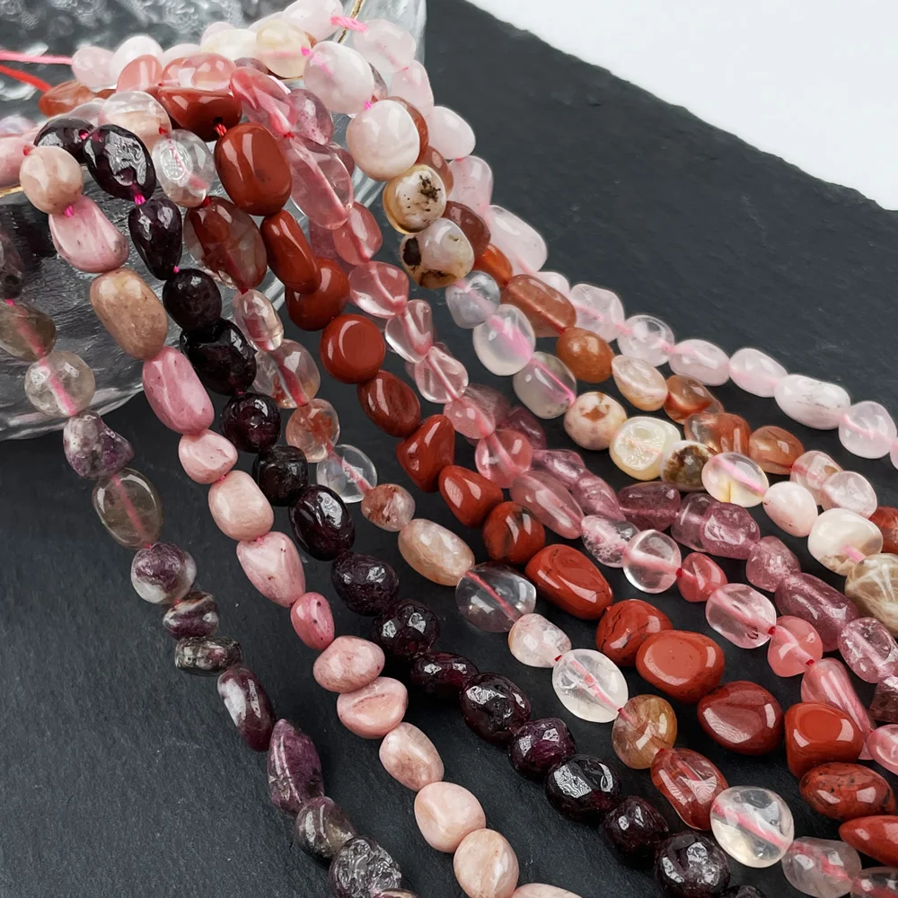 Irregular Natural Ore Mineral Crystal Stone Beads Nuggets Red Flower Phantom Quartz Garnets Tourmaline Crystal Loose Beads DIY