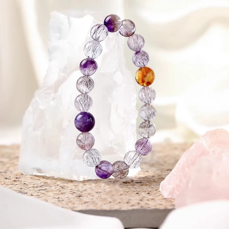 Natural Seven Women Amethyst Citrine Design Bracelet Jewelry