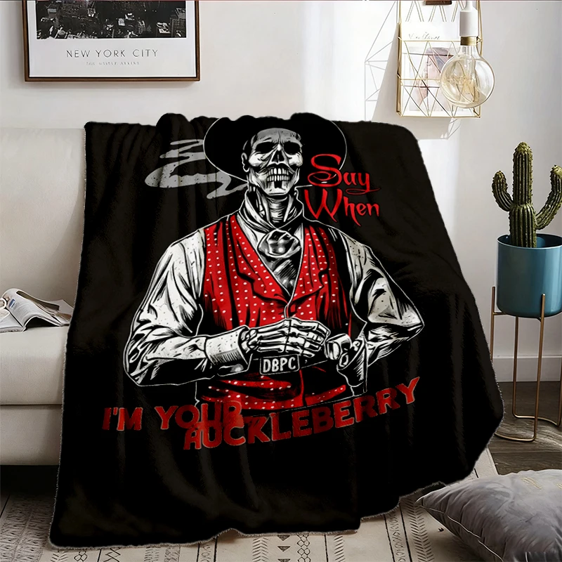 I'm Your Huckleberry Tombstone Movie Flannel Blanket, Vintage Doc Holliday Graphic Flannel Throw, Western Cowboy Retro C