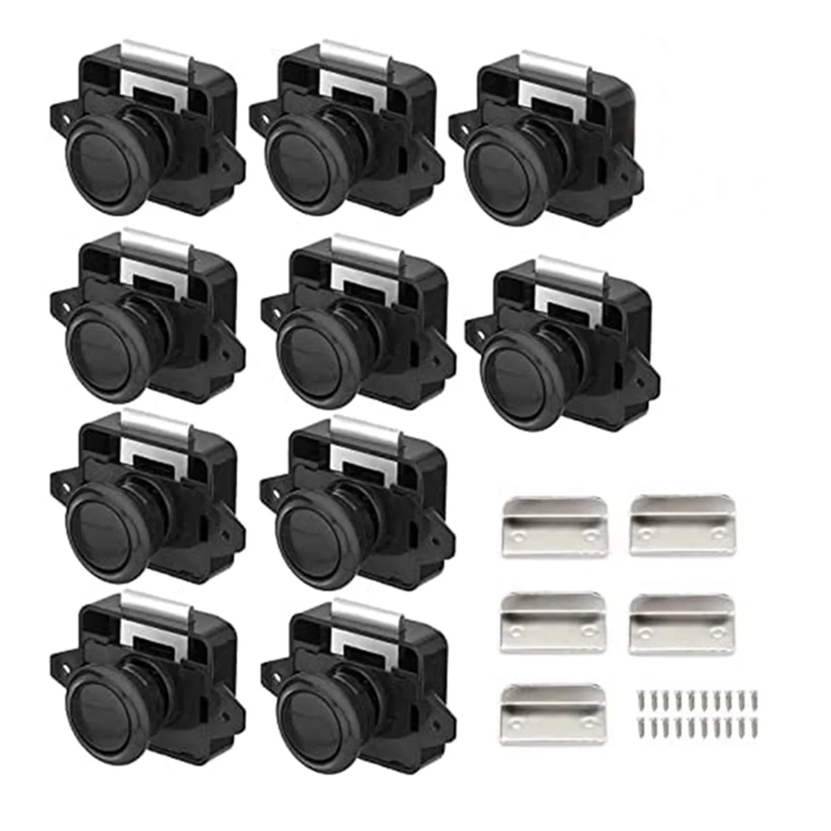 Pack Of 10 Locks, Metal Push Button Door Locks Furniture Locks Cabinet Locks Cabinet Locks Door Locks, Black