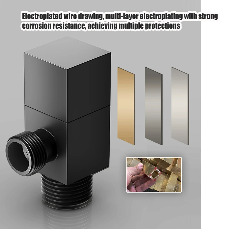 One In One Out Square Toilet Corner Valve Water Heater 4 Water Distribution Valve Thickened Copper Core Solid Brass