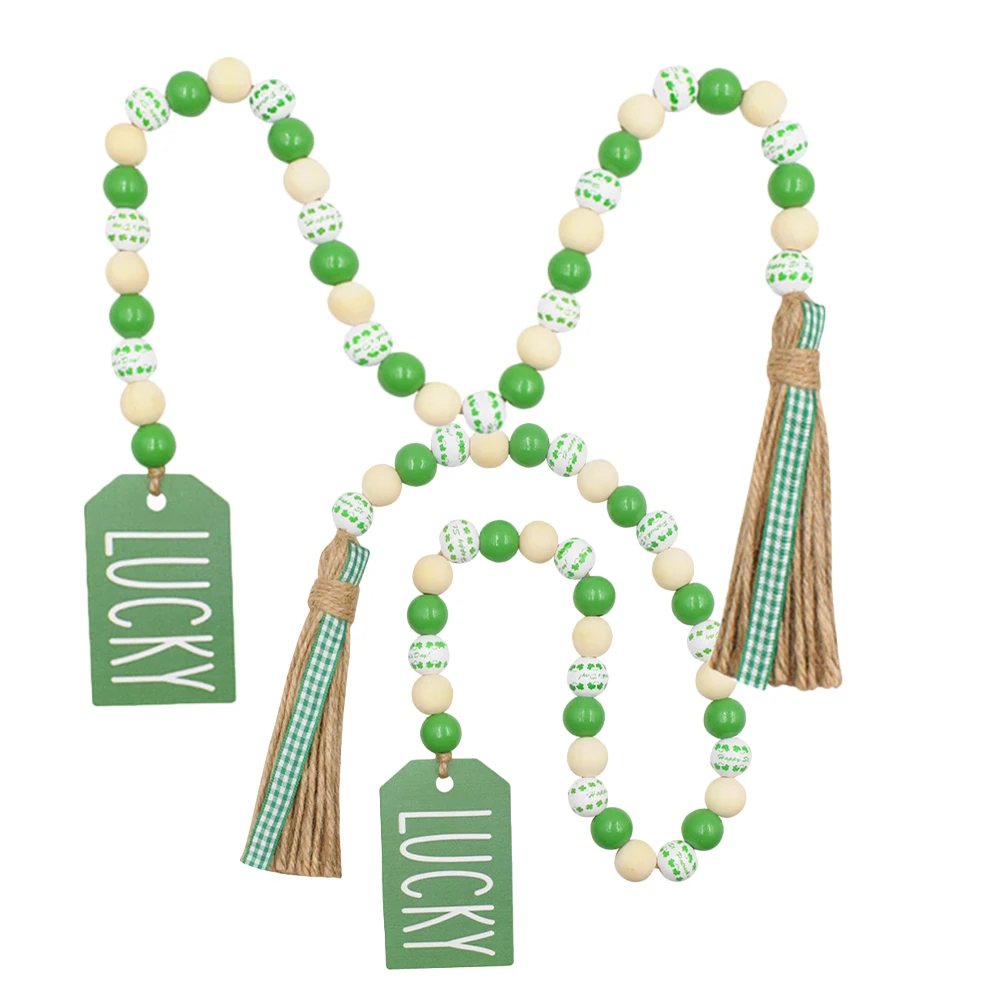 

2 Pcs Letter Decorative Hanging String Decoration Beaded Wreath Tassel Garland with Wood Beads Hemp Rope Pendant