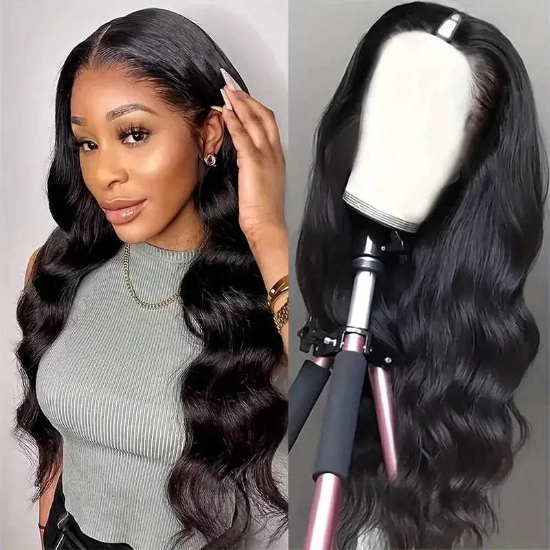 

V Part Body Wave Wig Human Hair Wigs 250% Density Natural Color Glueless Wig 100% Human Hair V Shaped Wig Human Hair For Woman