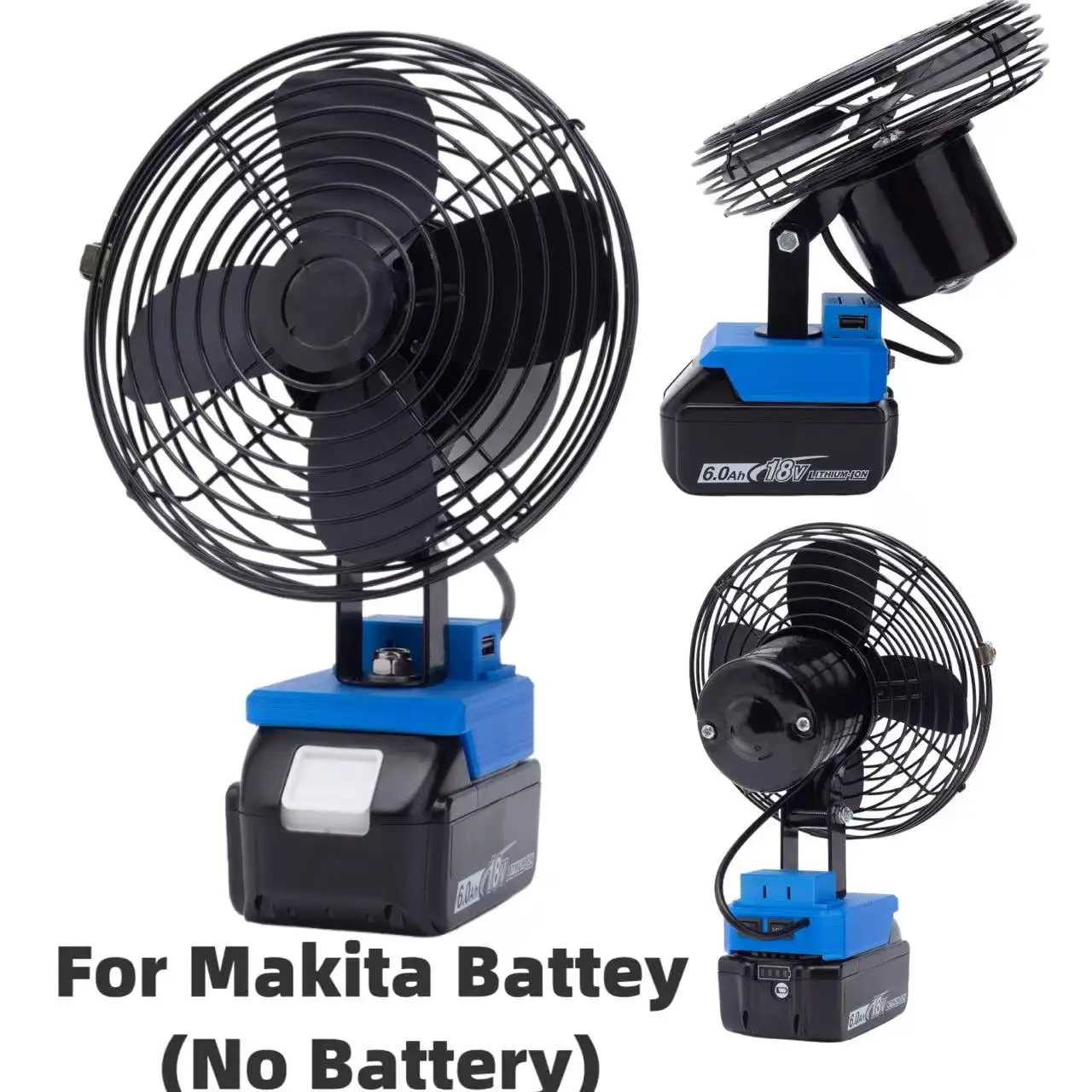

6-inch Iron Fan Cordless Portable Workshop Desk Fan Jobsite for Makita 18v Li-Ion Battery O (No Battery)