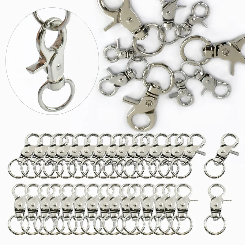 

20/30/50Pcs 10/12/18mm Metal Swivel Lobster Clasp Keychain Trigger Buckles Dog Collar Snap Hook Carabiner Clips Bag Accessories