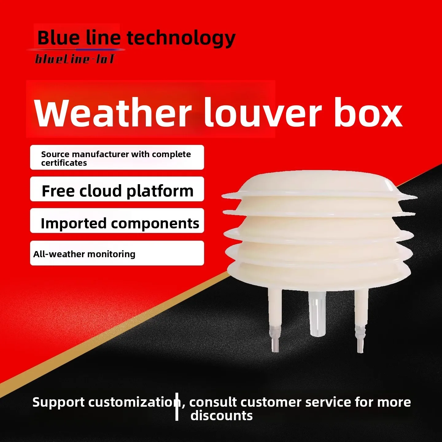 Multi-parameter integrated sensor weather station for meteorological louvers, dust particles, CO2, illuminance, noise, PM2.5