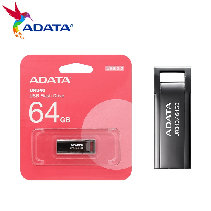 ADATA-Clé USB en métal pour ordinateur de bureau, clé USB, clé USB 128, clé USB MBumentale, clé USB, lecture 100, 32 Go, 64 Go, 100% Go, UR340