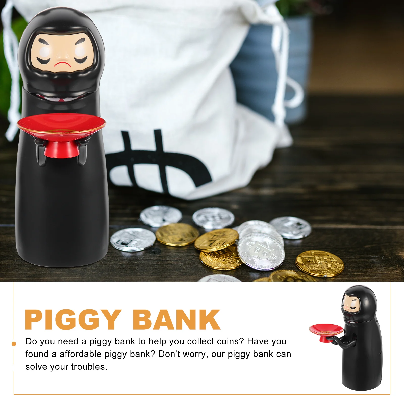 

Daruma Coin Bank Saving Jar Cute Multi-Functional Desktop Ornament Home Decoration Money Saving Box Money Box Reusable Coin Bank