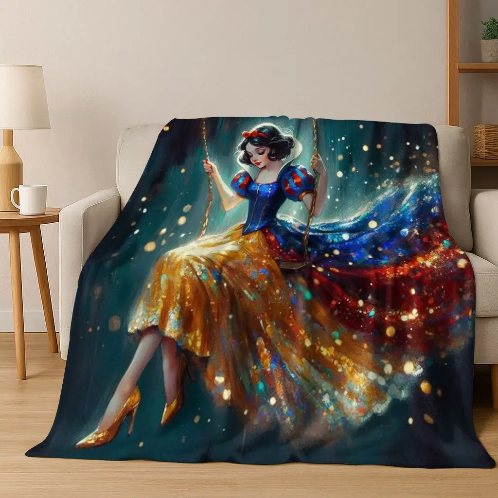 

Snow White Princess Cartoon Fairy Tales Flannel Blanket,Cozy Soft Throw Blanket for Home Bedroom Bed Sofa Picnic Cover Gift Kids