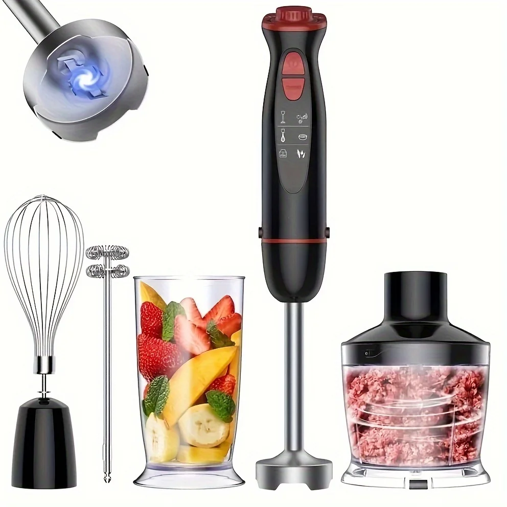 

Immersion Hand Blender, 5-In-1 1000W Powerful LED Backlight 12-Speed Multi-Function Handheld Stick Blender
