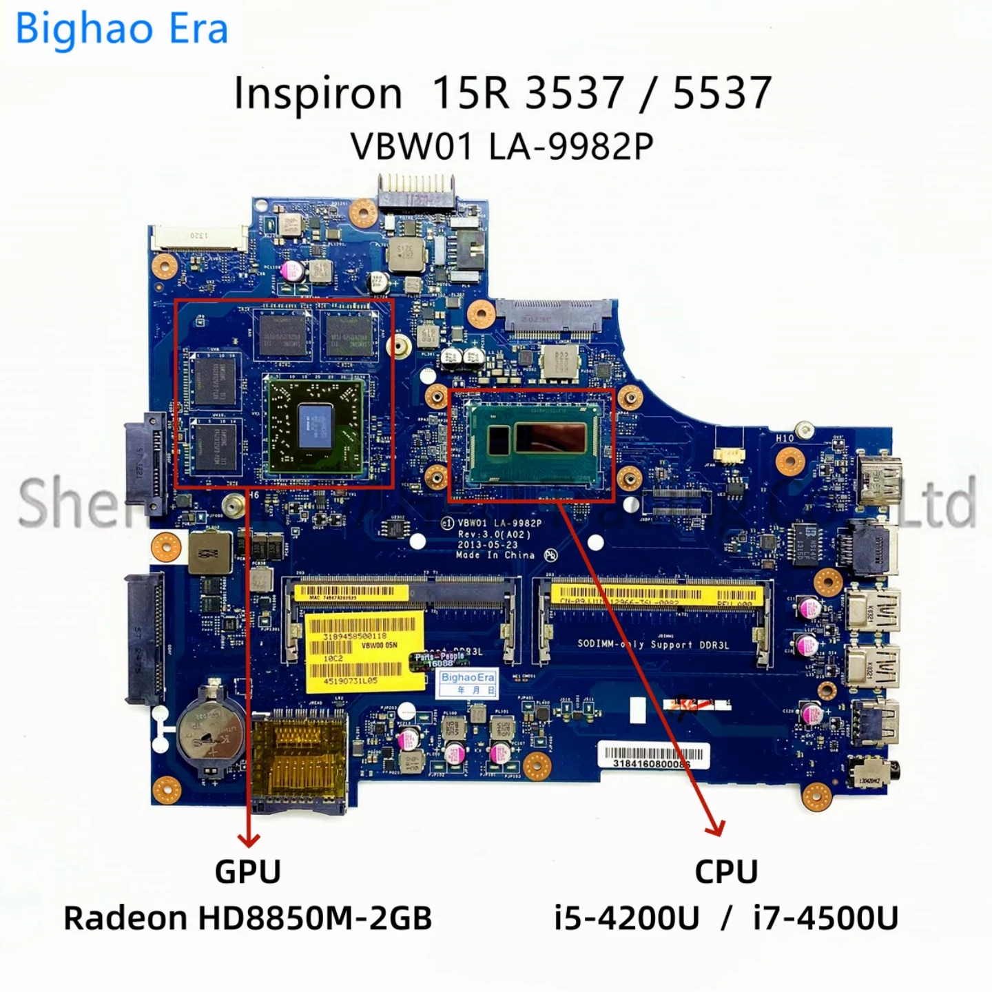 VBW00/1 LA-9982P LA-9981P For Dell 15R 3537 5537 Laptop Motherboard With i3 i5-4200U i7-4500U CPU 2GB-GPU CN-0P28J8 01RFH 08MVM8