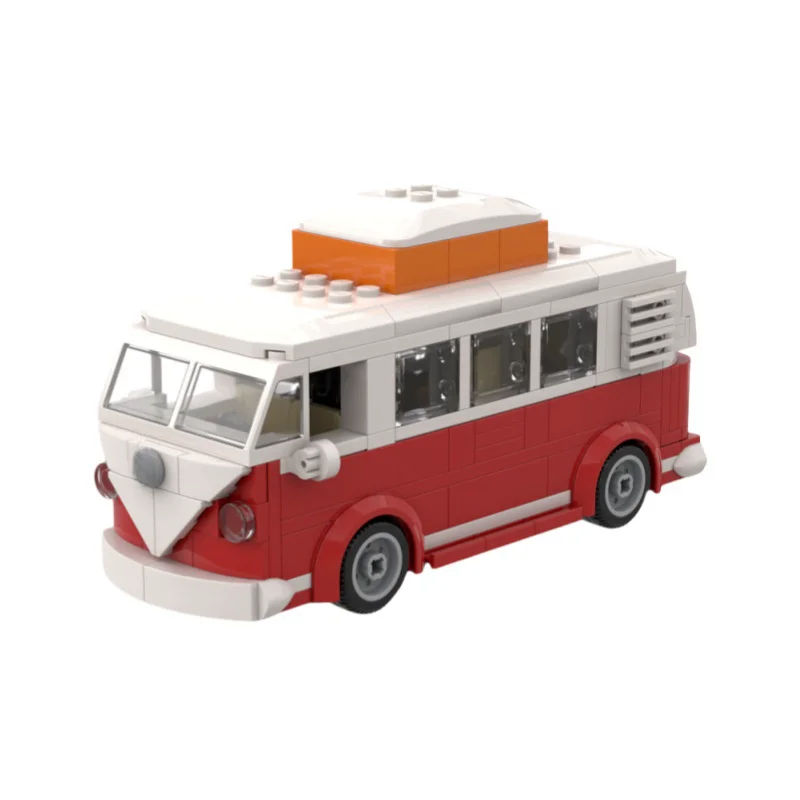 

MOC building blocks toy bus model 284pcs small particle assembly creative holiday gift tabletop decoration boy birthday