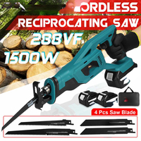 1500W 288VF Cordless Reciprocating Saw Electric Saw 1/2PC Li-ion Battery Blades Metal Wood Cutting Tool For Makita 18V Battery