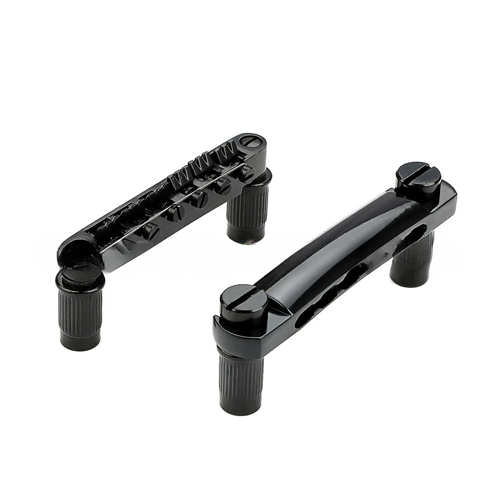 Black 12 String LP Style Guitar Tune-o-matic Bridge and Tailpiece Set with Retainer Wire Narrow Mount Electric Guitar