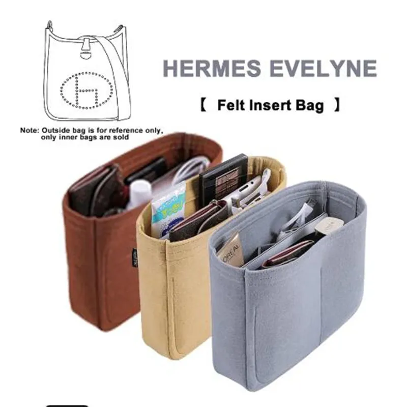 For H Evelyne 16 29 33 Insert Bag Felt Makeup Organizer Bag Inner Purse Portable Base Shaper