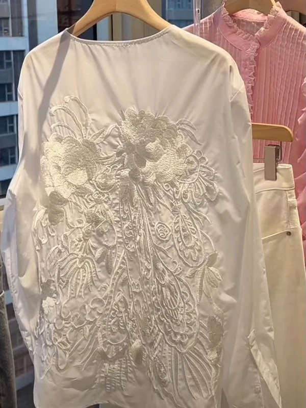 

Легкий летний свободный крой с цветочной вышивкой, длинный рукав, унисекс, для защиты от солнца, цветной