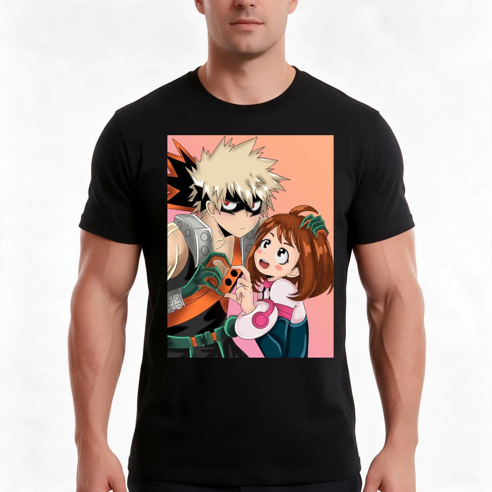 Bakugou Katsuki & Ochako Uraraka T-Shirt, Summer Casual Cotton Tee, Oversized Streetwear Tops, Vintage Graphic Print
