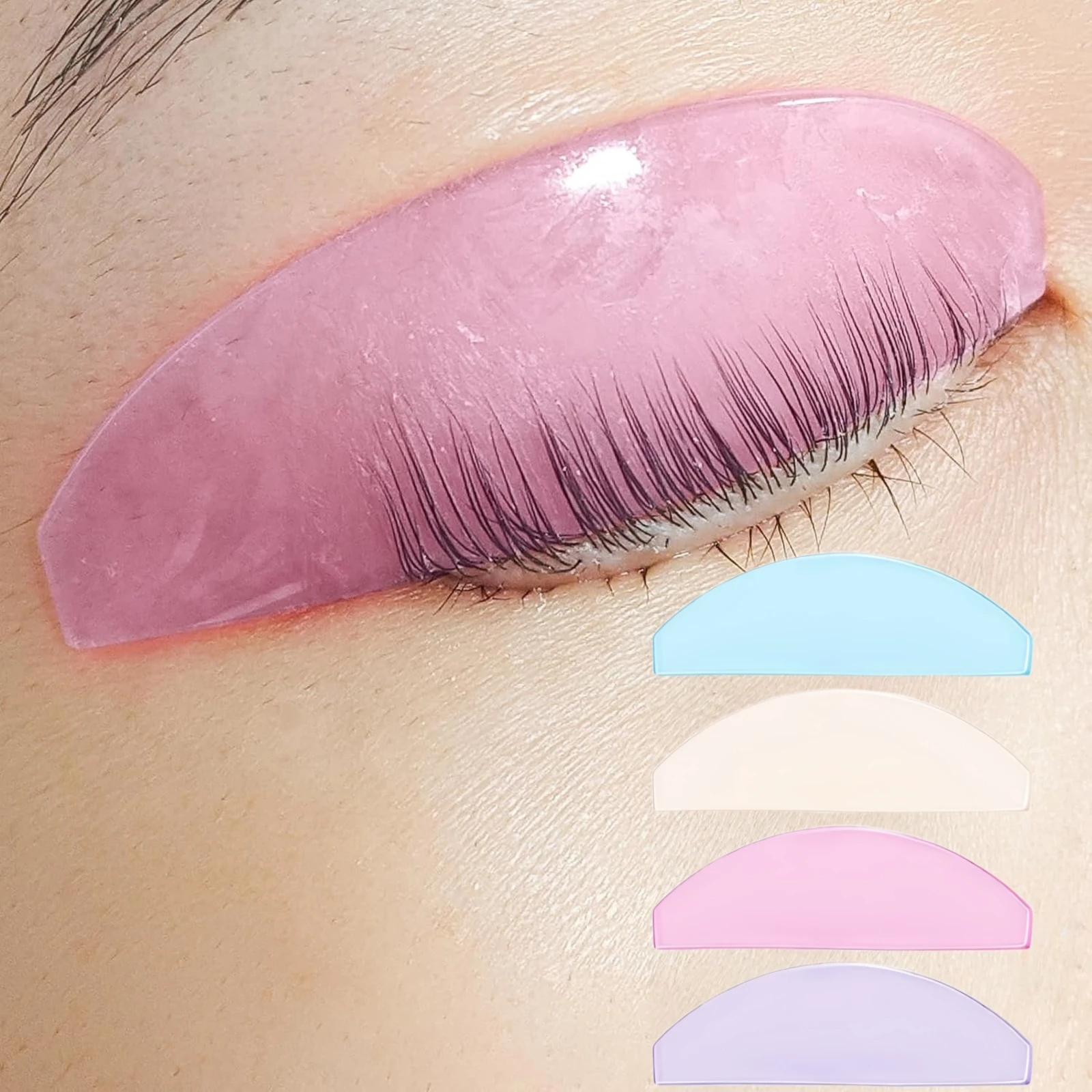 LOMANSA 4PC Coussinets en silicone pour rehaussement de cils, adoucissants et liftants, protections auto-adhésives pour cils 3D, accessoires pour recourbe-cils, outil de maquillage