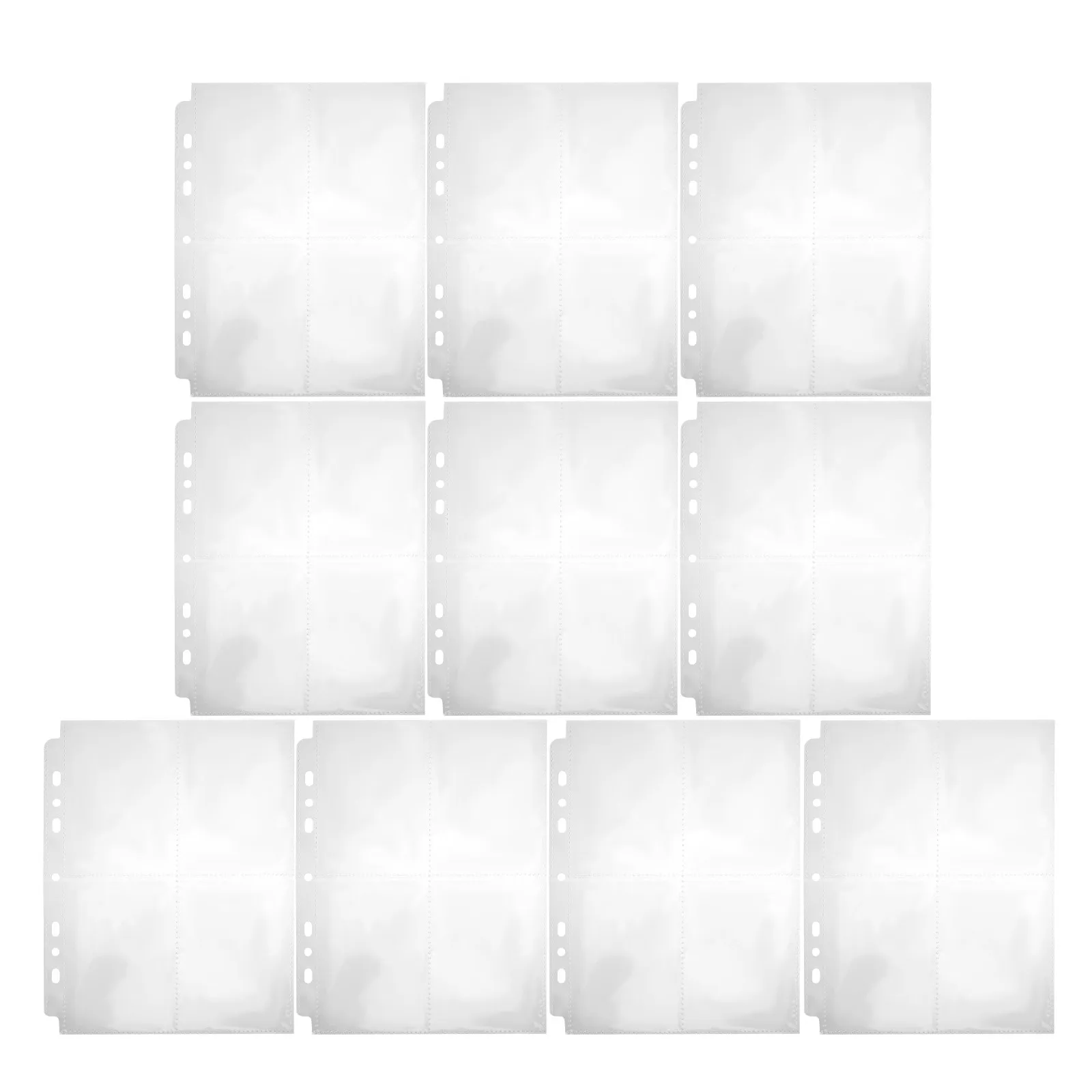 10Pcs A5 Photo Sleeves Clear Plastic Binder Pages 7 Ring Binder Heavy Duty Photo Protectors for Wedding Baby Album Refill