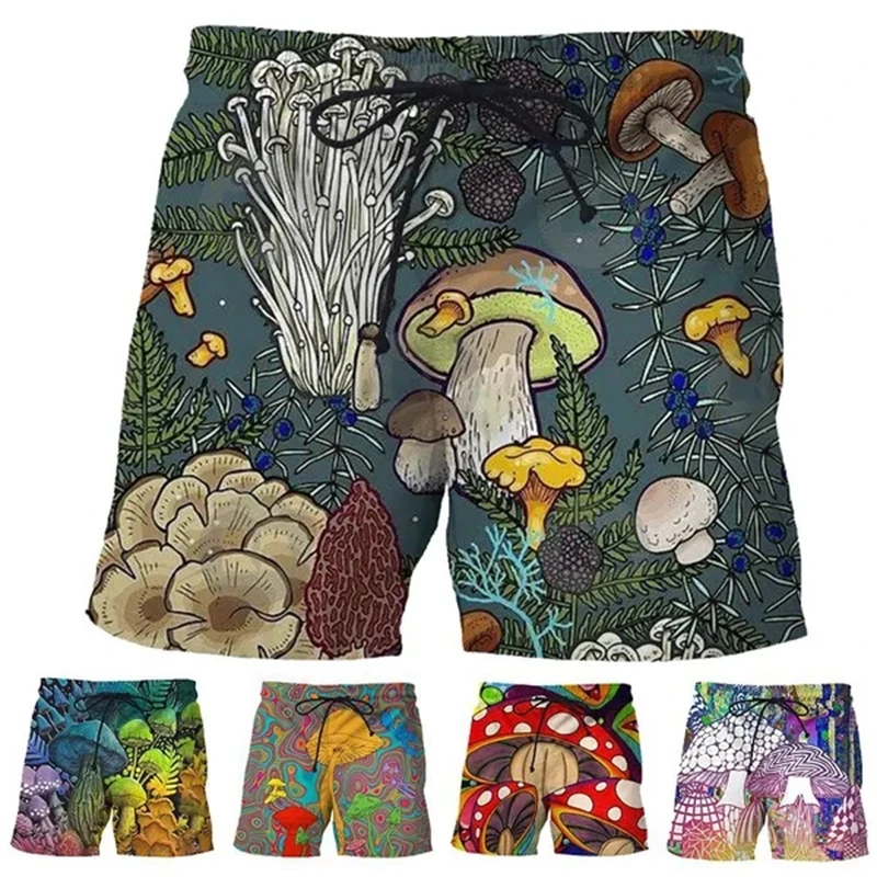 Bermuda Mushroom Men Beach Shorts Outdoor Short Pants Streetwear Hawaiian Swim Trunks Y2k Board Shorts Fitness Quick Dry Shorts