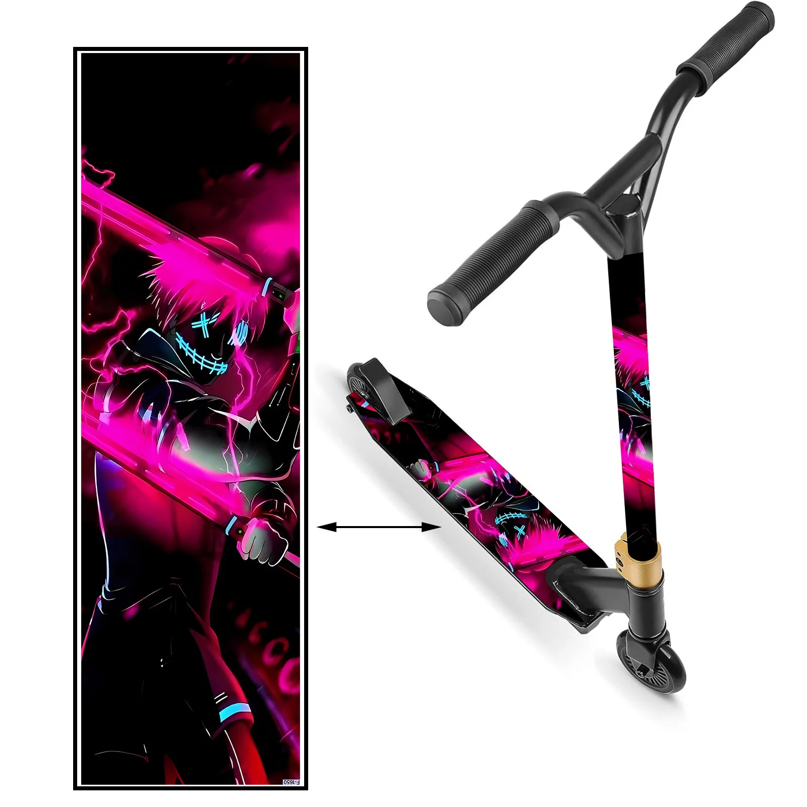

1 pink purple swordsman, scooter matte sticker, matte surface, skateboard body sticker, personalized installation PVC material
