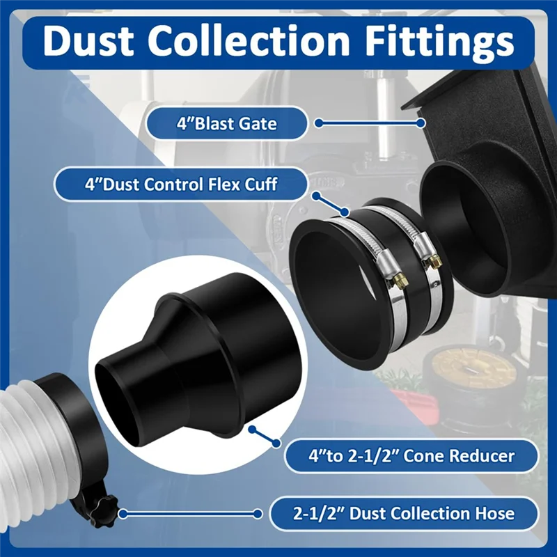 A66T-For مجموعة منفذ غبار خرطوم النجارة تتضمن مجموعة تركيب المخفض من 4 بوصة إلى 2-1/2 بوصة