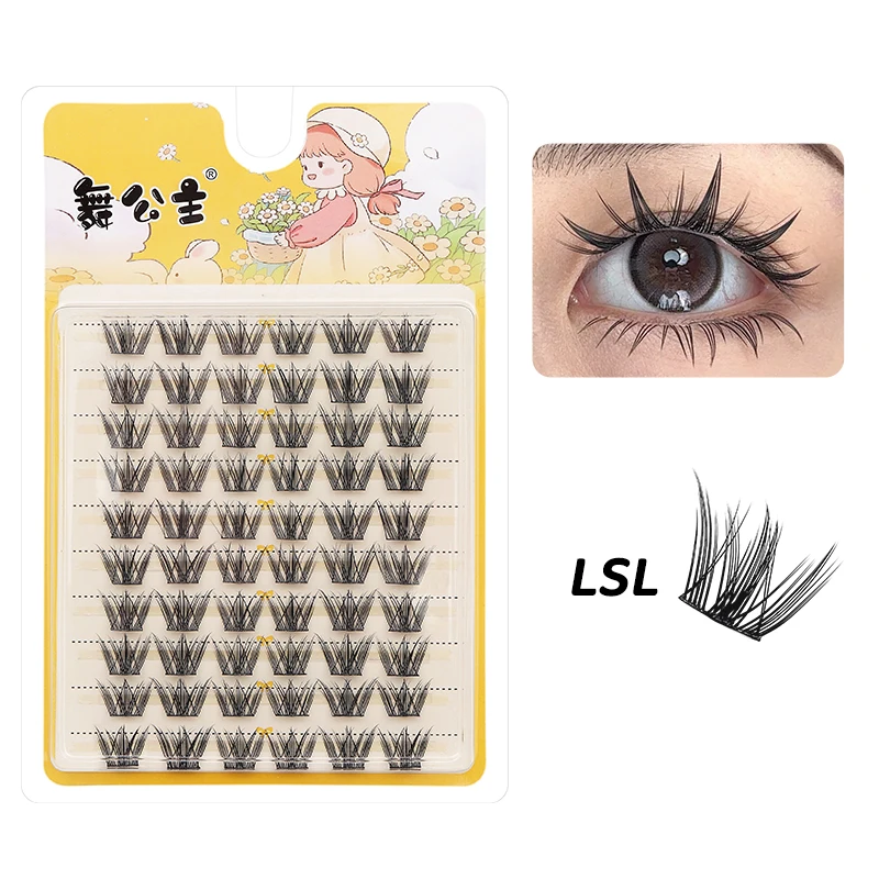 DINGSEN 10 Reihen Natürliche DIY Wimpernbüschel Einzelne Wimpern Anime Falsche Wimpernbüschel Handgefertigte Wimpernverlängerungs-Sets – Detail 17