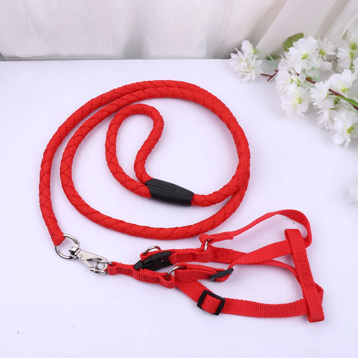 

Dog Harness Lightweight Durable Nylon Outdoor Strap Bright Color Adjustable Pet Supplies Traction Rope Anti-lost Strap Dog