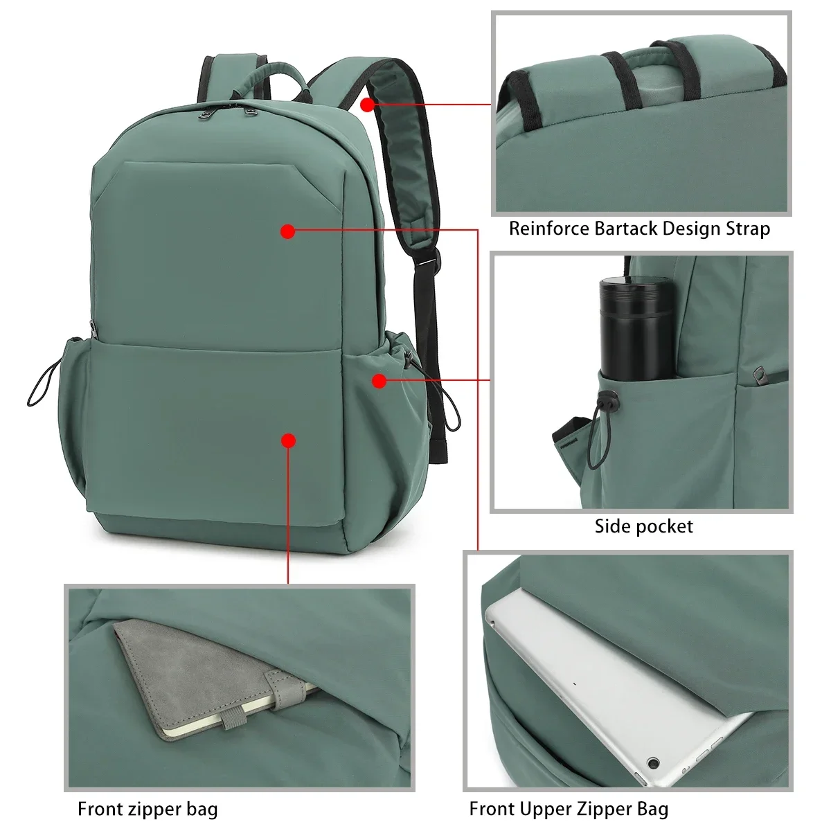 

Solid Backpack Waterproof Nylon Simple Travel Backpacks College School Portable Books Bag Student 16 inch Laptop Bags Fridge bag