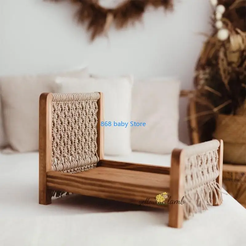 29EE Fotografia neonato Porps Lettino in legno Baby Photoshoot Lettino Sfondo tessuto Piccoli mobili per accessori per