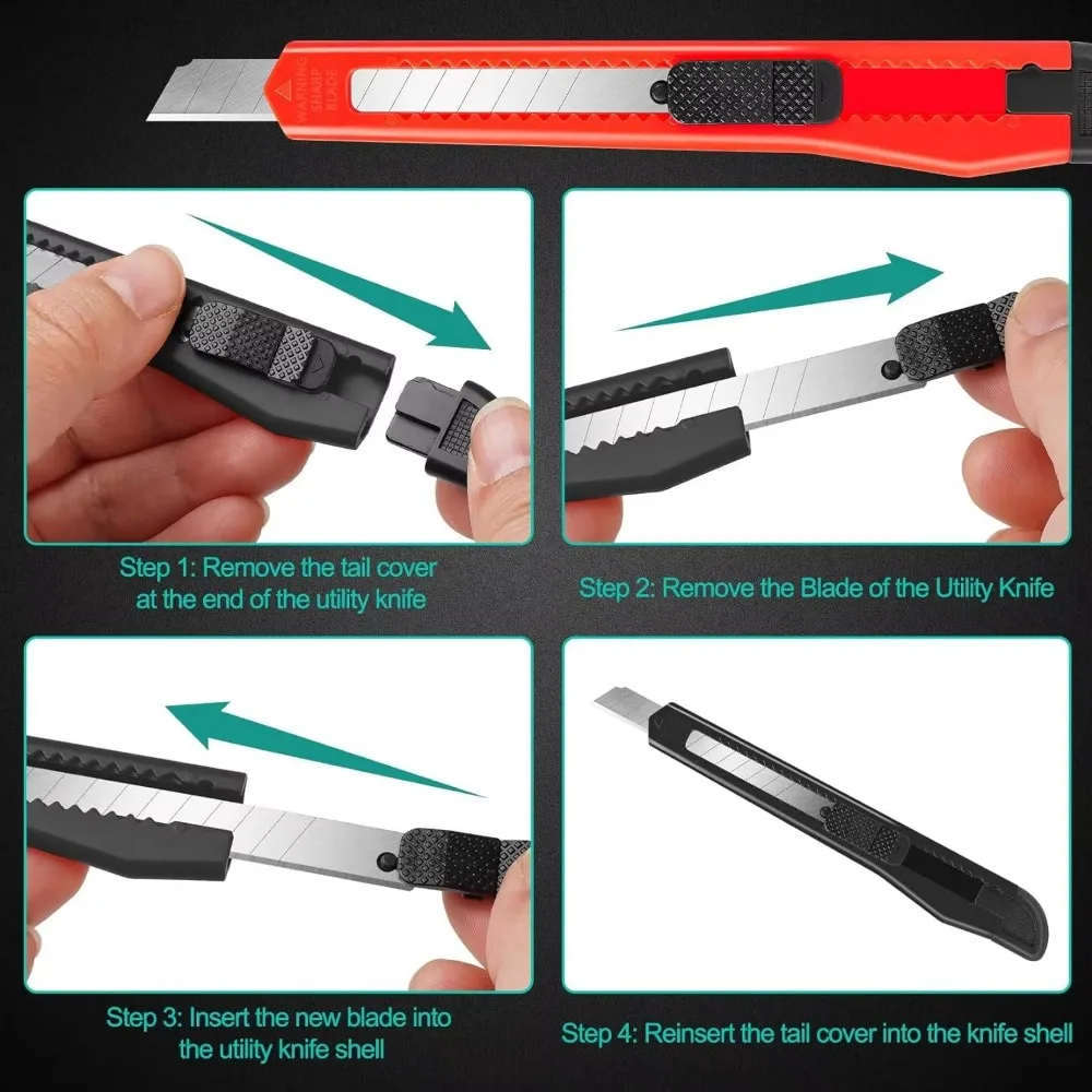 42/30/18/10 Pack Box Cutter, 9MM Snap-Off Blade Utility Knife, Razor Knife with Self-Lock Design