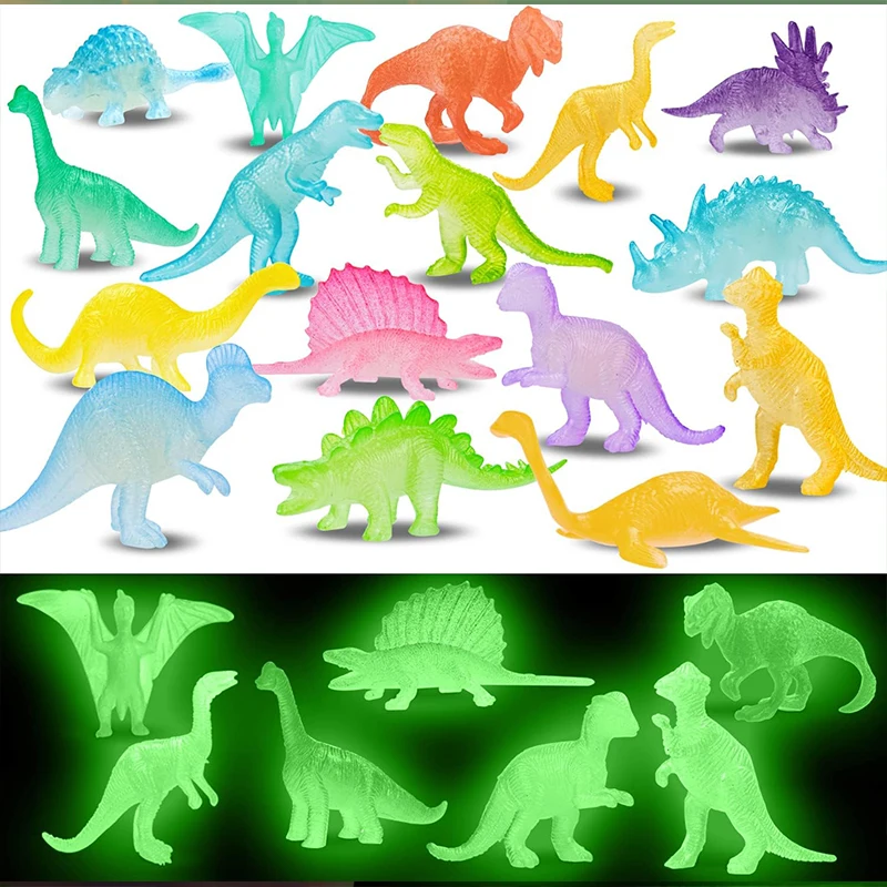 13/16 sztuk Mini świecące dinozaury świecące w ciemności Dino zabawki przysmaki na przyjęcie urodzinowe dla dzieci chłopiec dziewczyna prezenty wypełniacze pinaty