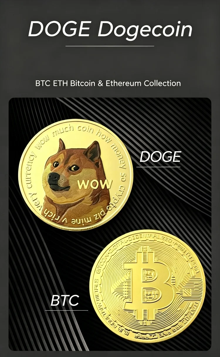 Virtuelle Währung BTC Bitcoin Weltwährung Münze Gedenkmünze Ethereum Dogecoin Sammlerstück Kreatives Geschenk – Detail 5