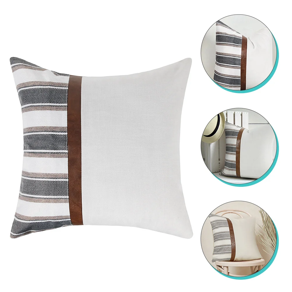 

Stylish Modern Pillow Cover PU Linen Multi purpose Protector Stripe Pattern Decorative Throw Pillowcase Home Decor