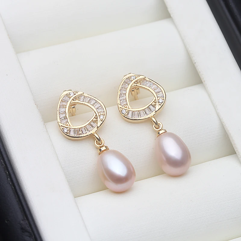 

Real Natural Freshwater Flower Pearl Earrings Woman,Wedding Silver 925 Pearl Earrings Wife Birthday Gift Pink Black Purple
