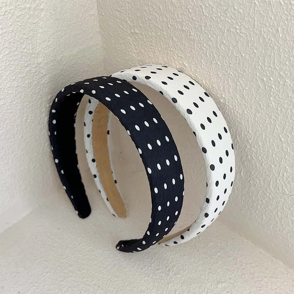 New Fashion Headband For Women Classic Dot Point Hairband Black White Headwear Summer Cool Hair Accessories Girls