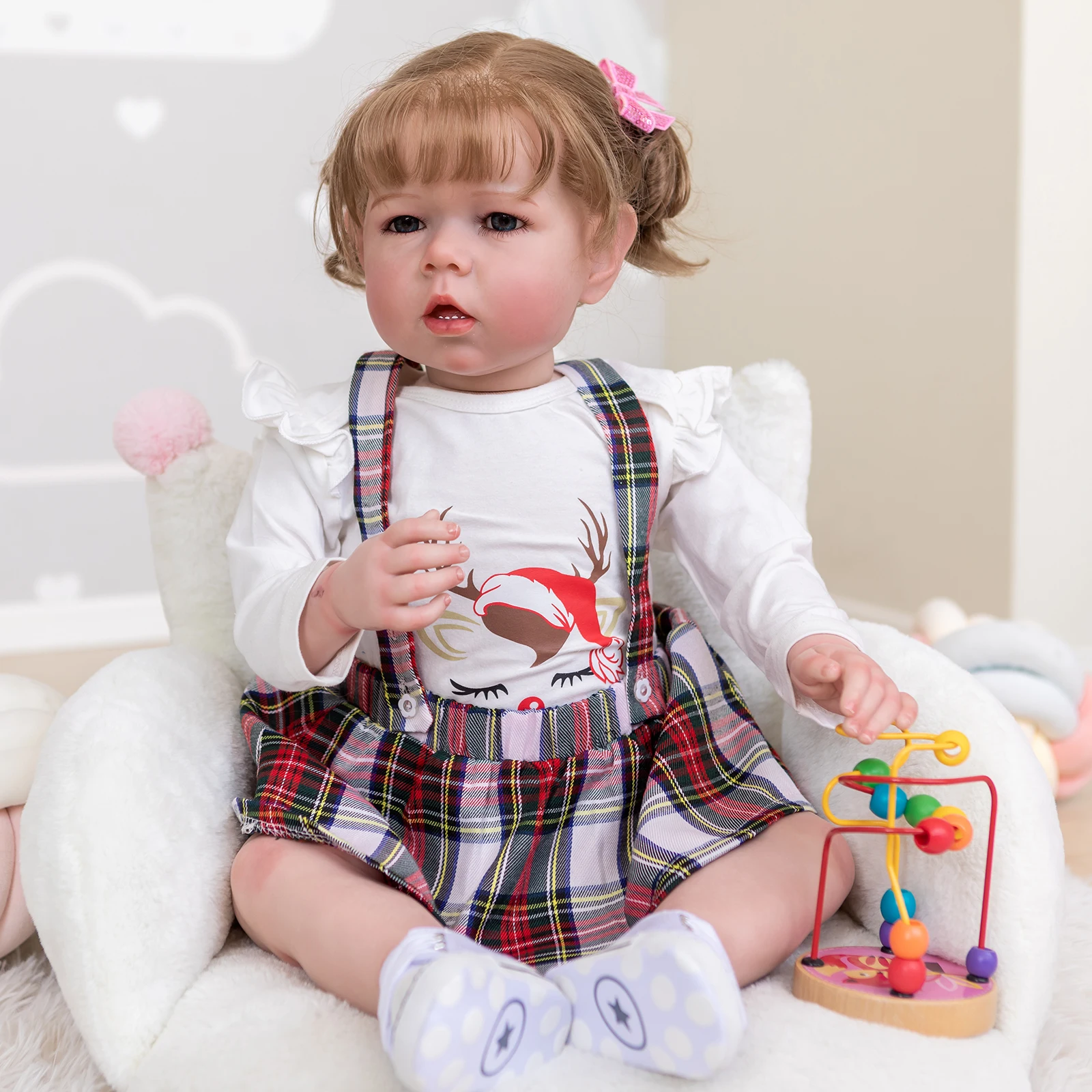 NPK 75CM Huge Reborn ToddlerLiam in Girl Version Real Picture Hand Paint Doll with 3D Skin Visible Veins 12 Month Size Baby Doll