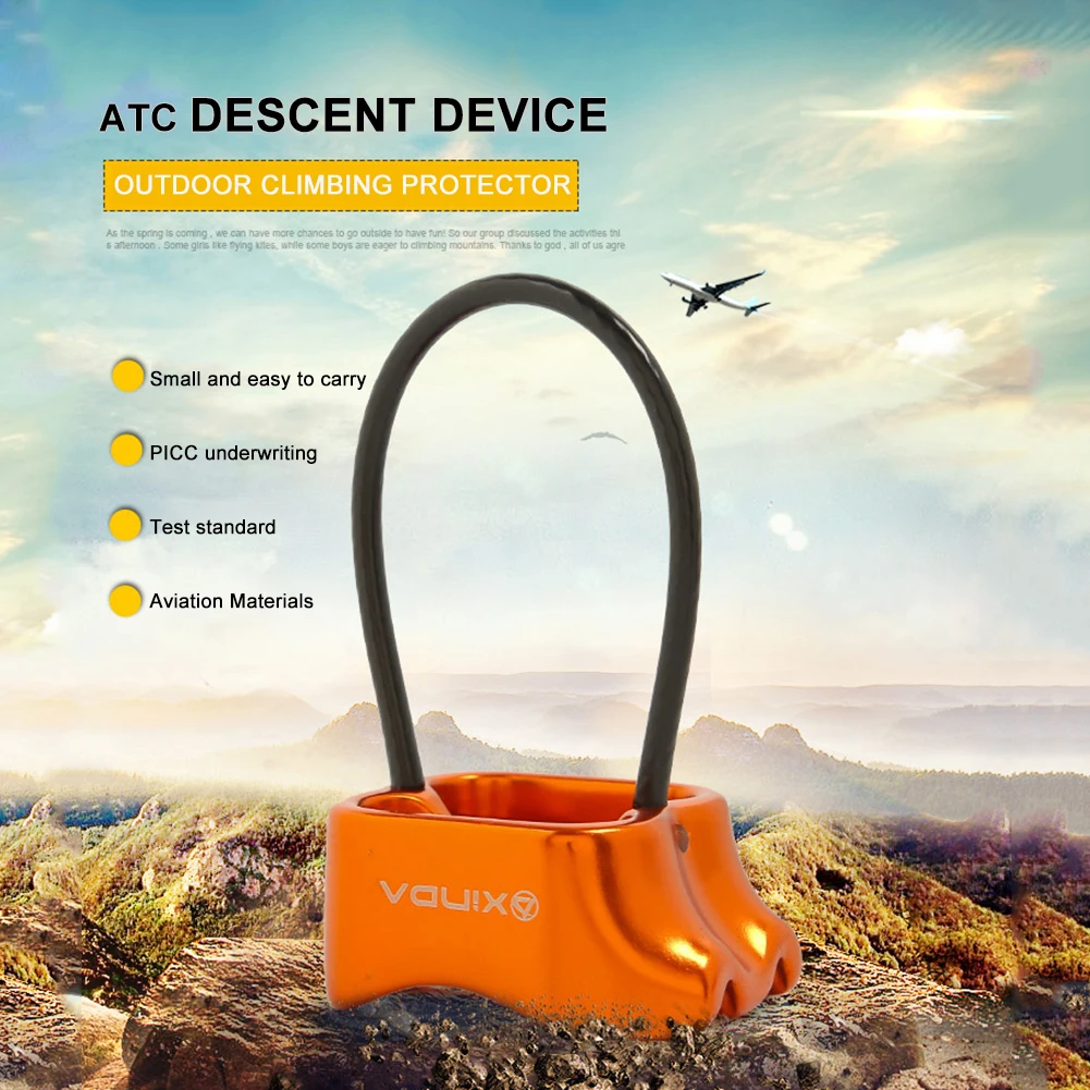 Hiking Descent Device ATC Belay Rappel 25KN Outdoor Rock Climbing Camping Tool